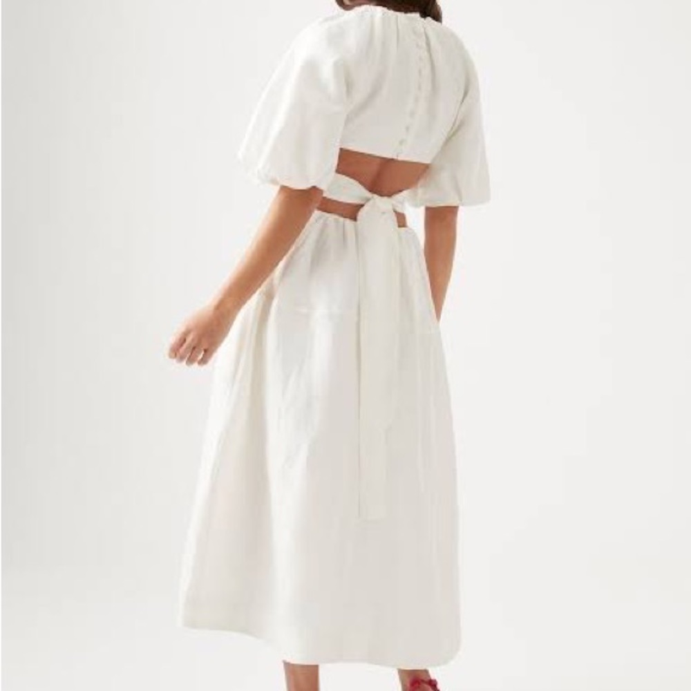 Aje Mimosa Cut Out Midi Dress - ivory - size 8 - Picture 3 of 7